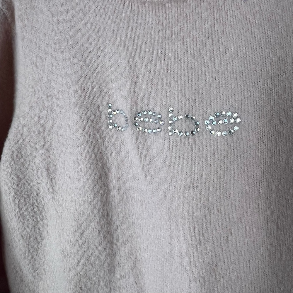 Bebe sweater furry fuzzy pink bling crystal rhinestone Swarovski - Picture 3 of 6